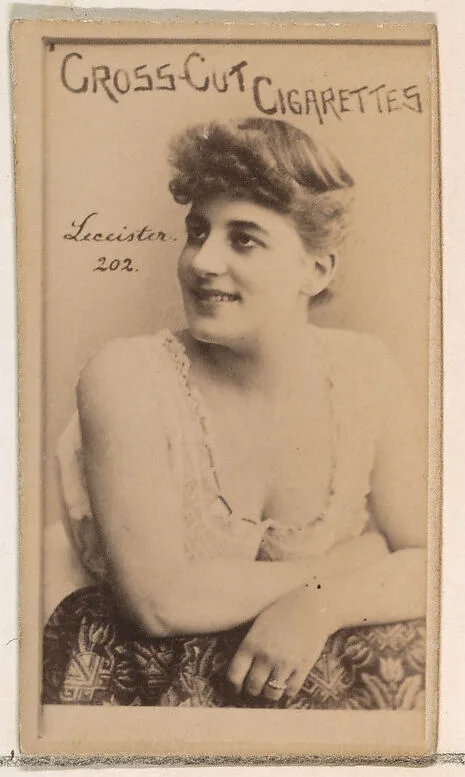 Card Number 202, Leicester, from the Actors and Actresses series (N145-1) issued by Duke Sons & Co. to promote Cross Cut Cigarettes — W. Duke, Sons & Co.