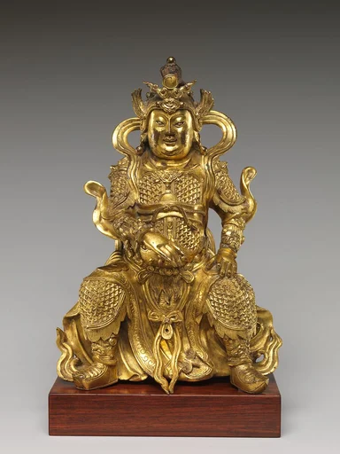 明 黃銅鎏金天王像|Guardian, probably a Lokapala (Tian wang)