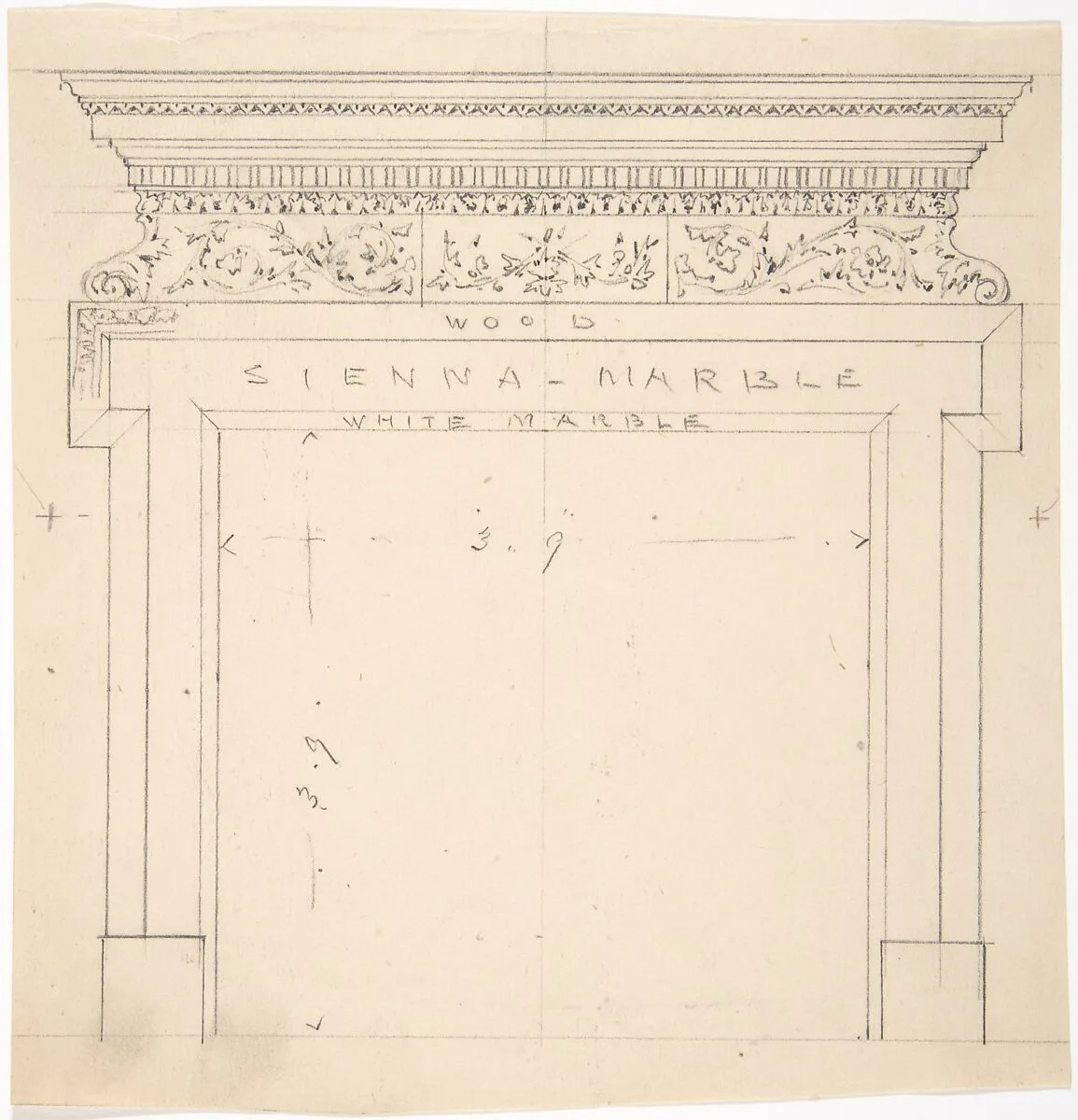 Design for a Marble Fireplace — Anonymous, British, 19th century