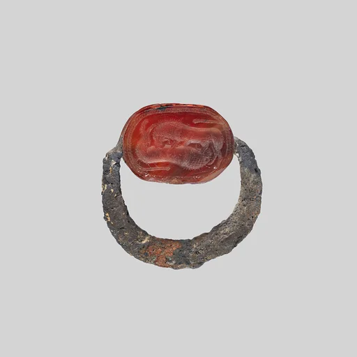 Silver ring with carnelian scarab