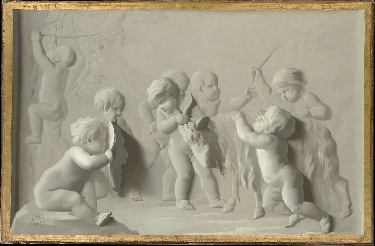 Children Playing with a Goat — Jacob de Wit