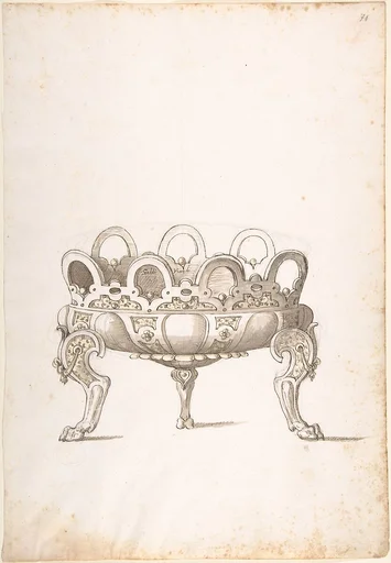 Design for Shallow Round Dish on Three Legs