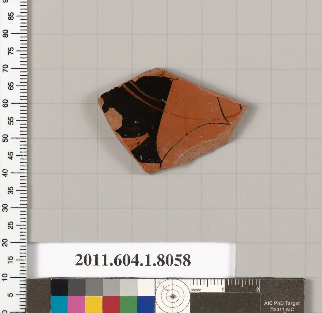 Terracotta fragment of a kylix (drinking cup) — Euergides Painter