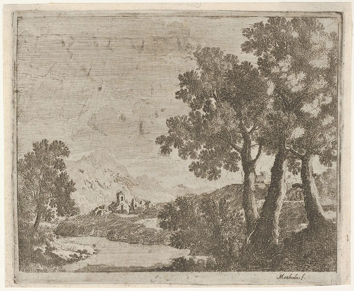 Landscape with a Distant Village — Lodovico Mattioli