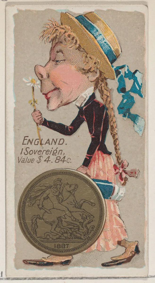 England, 1 Sovereign, from the series Coins of All Nations (N72, variation 2) for Duke brand cigarettes — W. Duke, Sons & Co.