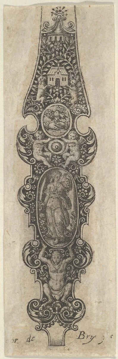 Pendant Design with Judith Holding the Head of Holofernes, from Des Pendants de Cleffs pour les Femmes — Johann Theodor de Bry