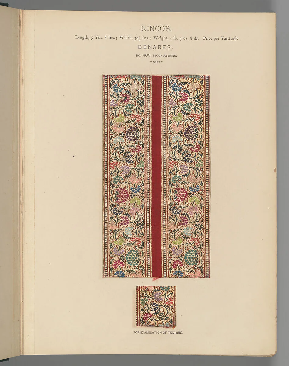 Collection of specimens and illustrations of the textile manufactures of India. Second series : Kincobs, Nos. 401 to 458 — William Griggs|India Museum|John Forbes Watson