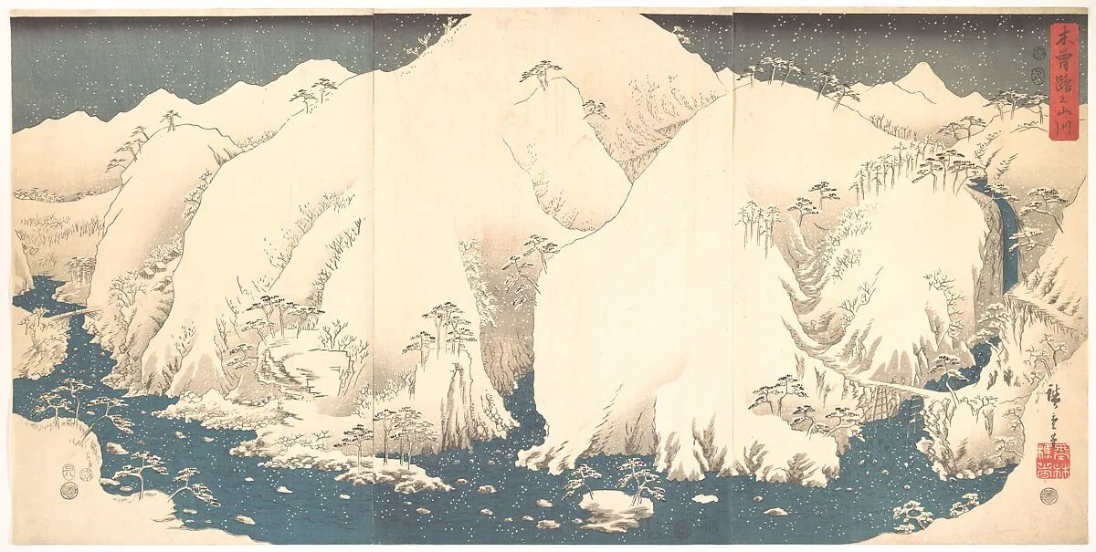 Kisoji no Sansen|雪月花 木曽路之山川|Kisō Mountains in Snow — Utagawa Hiroshige
