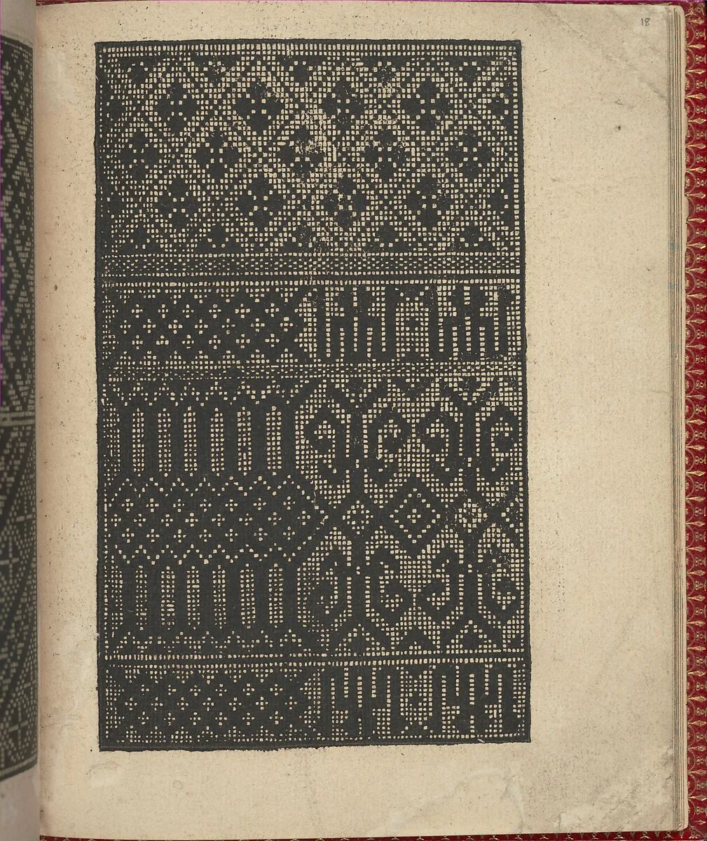 Ce est ung tractat de la noble art de leguille ascavoir ouvraiges de spaigne... page 18 (recto) — Willem Vosterman