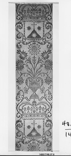 Length of silk with Carmelite Order coat-of-arms