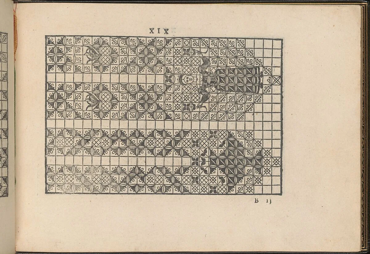 La Vera Perfettione del Disegno di varie sorti di recami, page 10 (recto) — Giovanni Ostaus|Giuseppe Salviati (Giuseppe Porta, called Il Salviati)