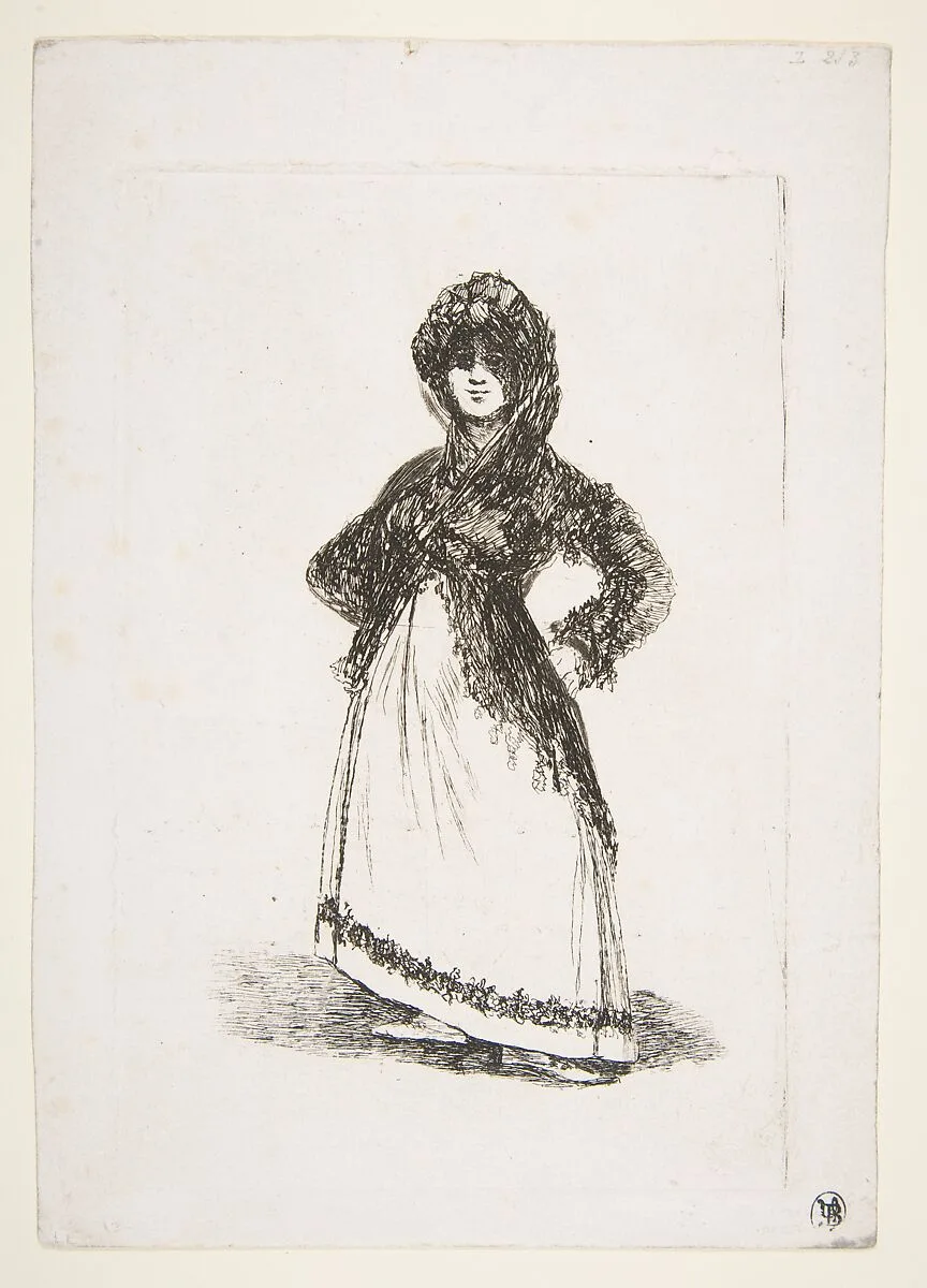 A Maja standing with hands on her hips — Goya (Francisco de Goya y Lucientes)
