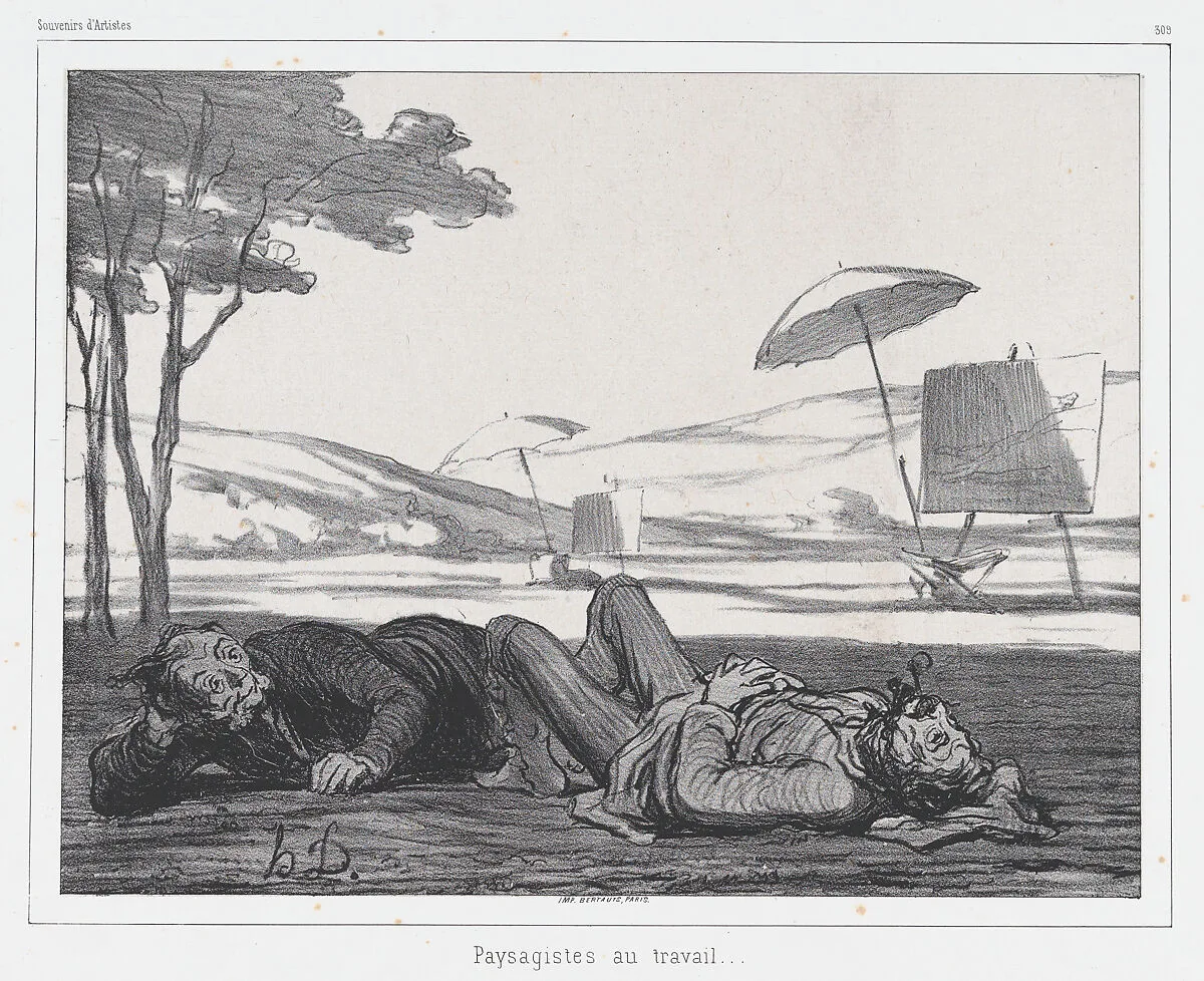 Landscape painters at work, published in Souvenirs d'Artistes — Honoré Daumier|Bertauts