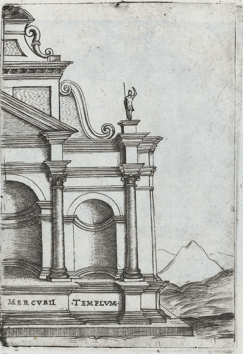 Palatium Caesaris Parisiis, from a Series of Prints depicting (reconstructed) Buildings from Roman Antiquity — Monogrammist G.A. & the Caltrop