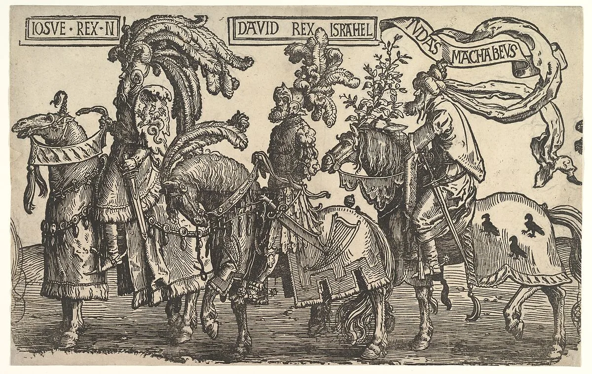 Joshua, David, and Judas Maccabee, from The Nine Heroes — Lucas van Leyden|Jacob Cornelisz van Oostsanen