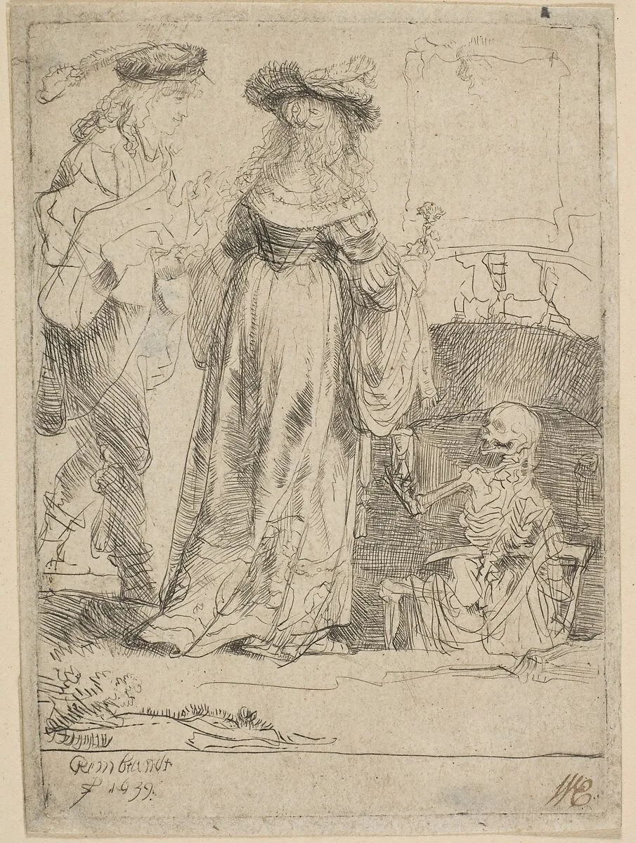 Death Appearing to a Wedded Couple from an Open Grave — Rembrandt (Rembrandt van Rijn)
