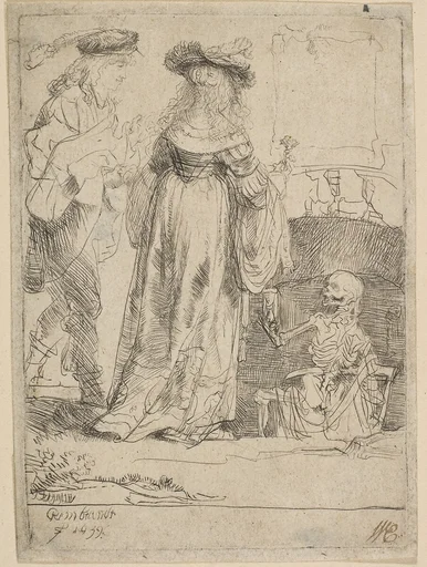 Death Appearing to a Wedded Couple from an Open Grave