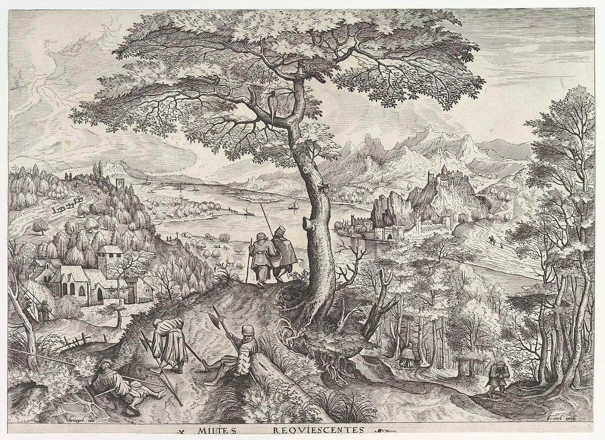 Soldiers at Rest (Milites requiescentes) from The Large Landscapes — Pieter Bruegel the Elder|Johannes van Doetecum I|Lucas van Doetecum|Hieronymus Cock