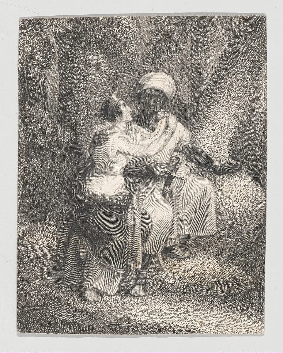 Aaron and Tamora (Shakespeare, Titus Andronicus, Act 2, Scene 3) — William Shakespeare|Henry Corbould|Charles Heath, the elder