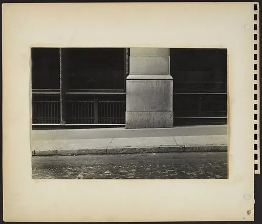 [Building Fronts, Sidewalk, and Cobblestone Paving, New York City]