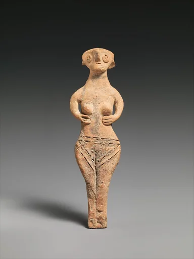 Terracotta statuette of a nude woman