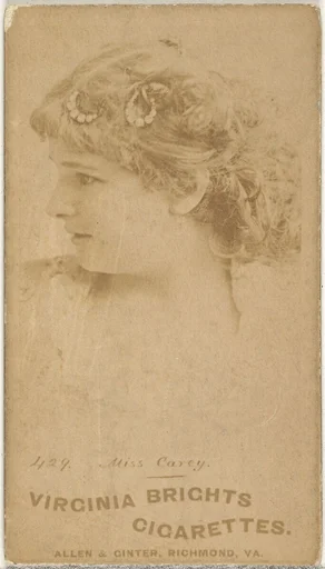 Card 429, Miss Carey, from the Actors and Actresses series (N45, Type 1) for Virginia Brights Cigarettes