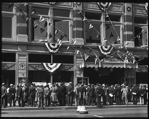 [Shoppers in Front of H.C.F. Koch & Co. Department Store, West 125th Street, New York City]