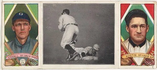 "Stahl Safe," with James Austin and George T. Stovall, from the series Hassan Triple Folders (T202) — Hassan Cigarettes