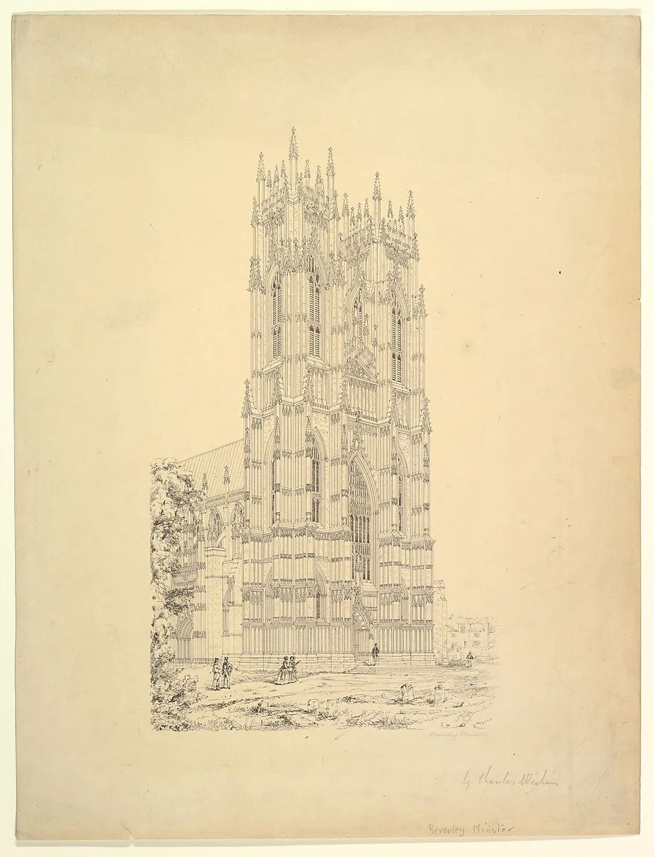 The Beverley Minster, Yorkshire, England, Perspective View of the West Facade — Charles Wickes