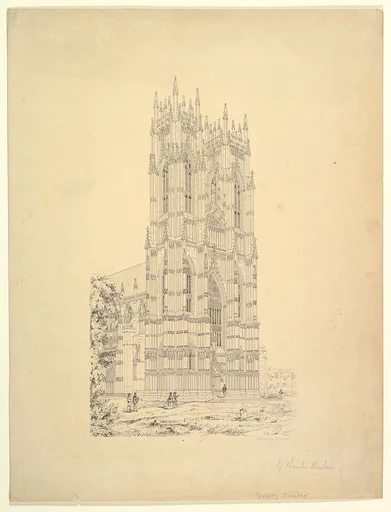 The Beverley Minster, Yorkshire, England, Perspective View of the West Facade