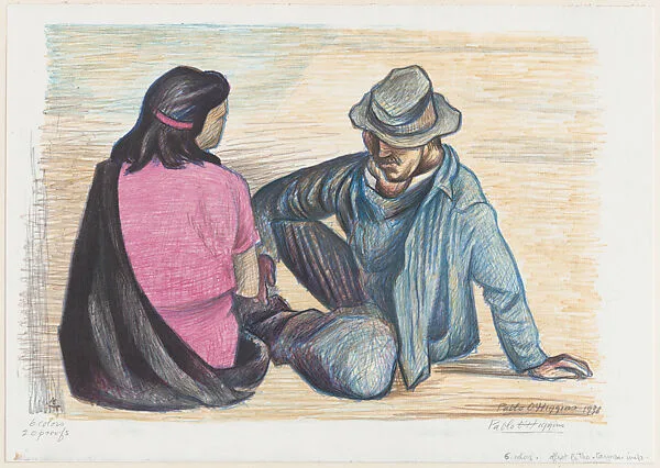 A man and woman seated together on the ground — Pablo Esteban O'Higgins|Albert Carman