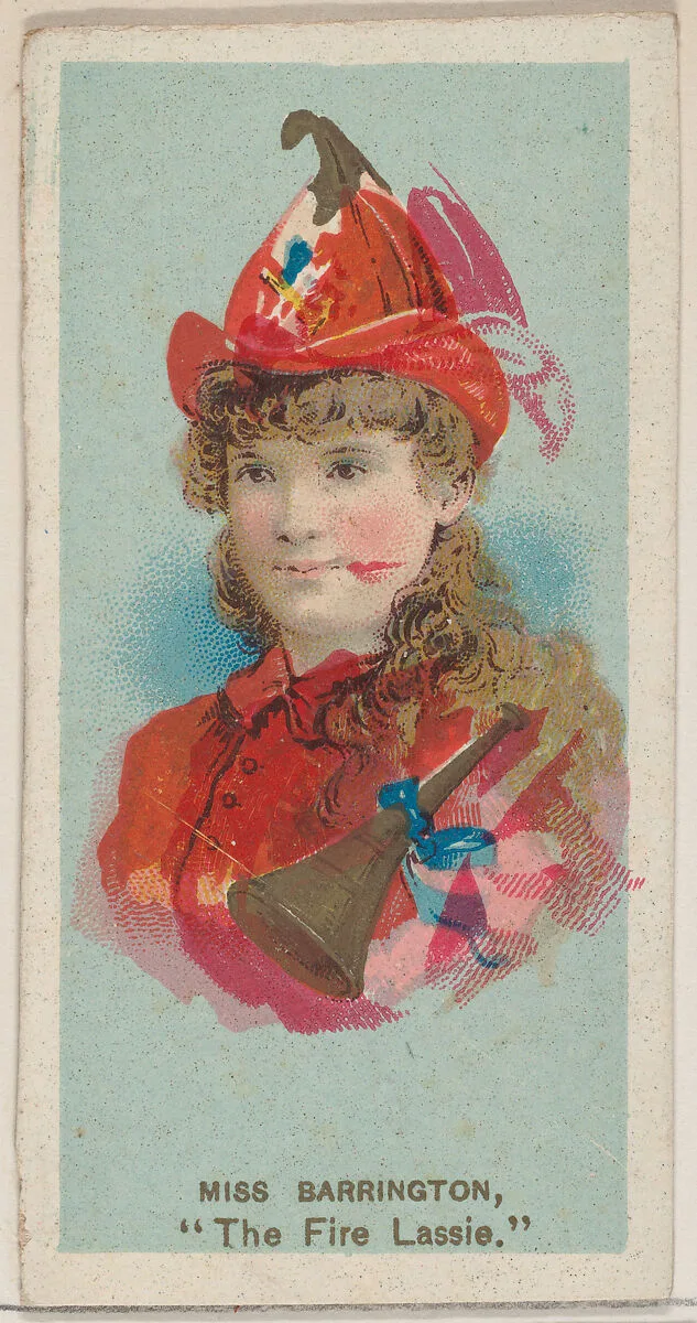 Miss Barrington as "The Fire Lassie," from the series Fancy Dress Ball Costumes (N73) for Duke brand cigarettes — W. Duke, Sons & Co.|Knapp & Company