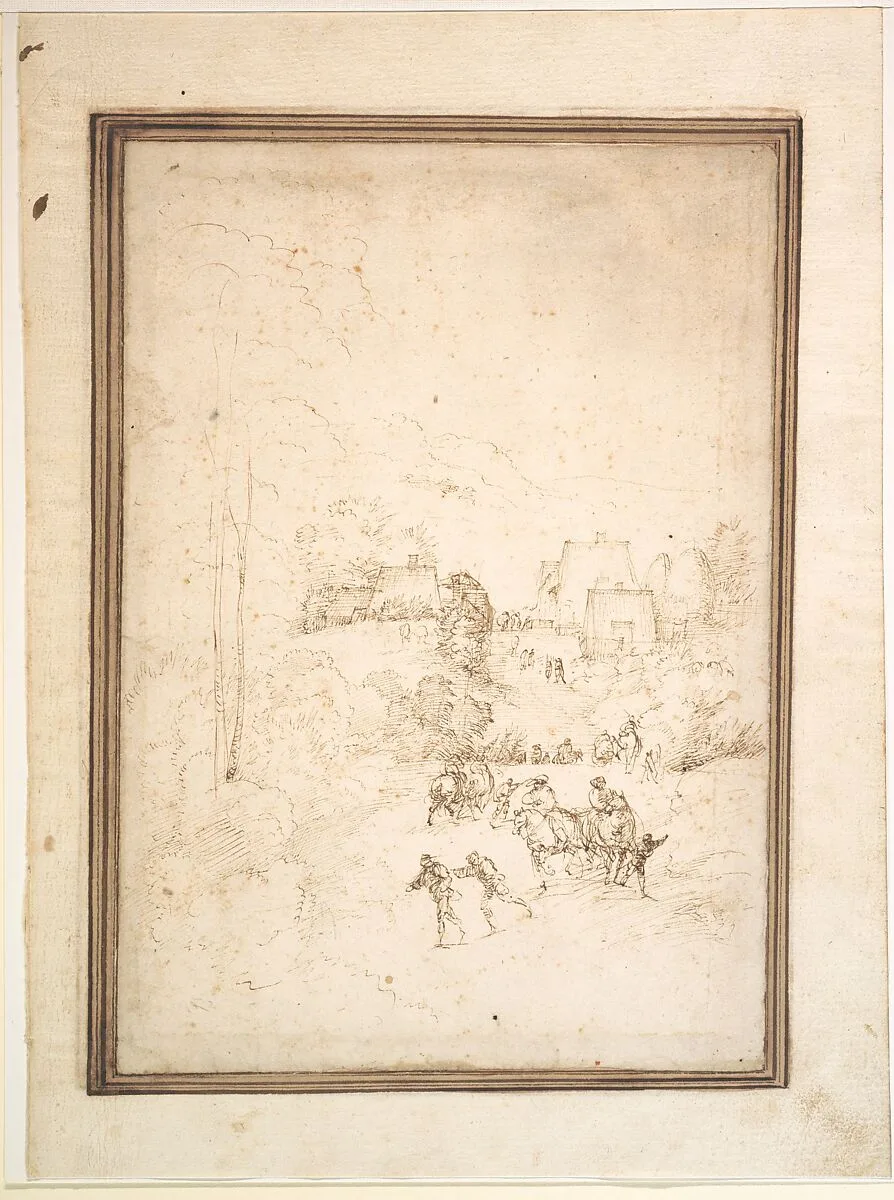 Approach to a Mountain Village with Horsemen on the Road — Fra Bartolomeo (Bartolomeo di Paolo del Fattorino)