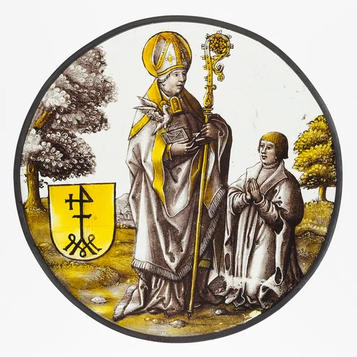 Roundel with Saint Basil the Great with a Donor