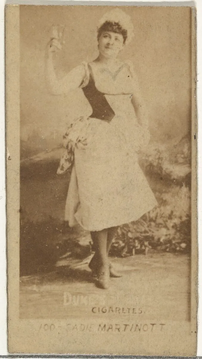 Card Number 100, Sadie Martinot, from the Actors and Actresses series (N145-6) issued by Duke Sons & Co. to promote Duke Cigarettes — W. Duke, Sons & Co.