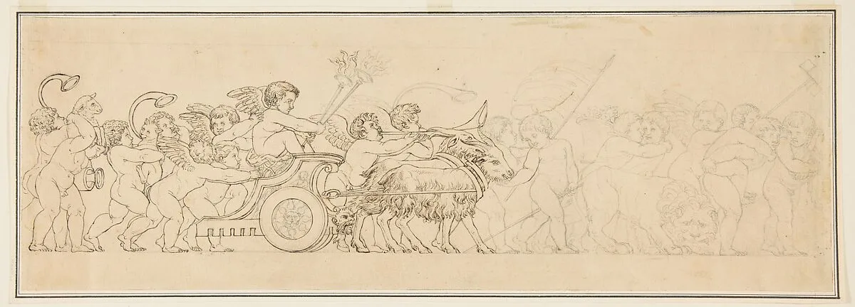 Design for a Frieze with a Procession of Putti — Anonymous, French, 19th century