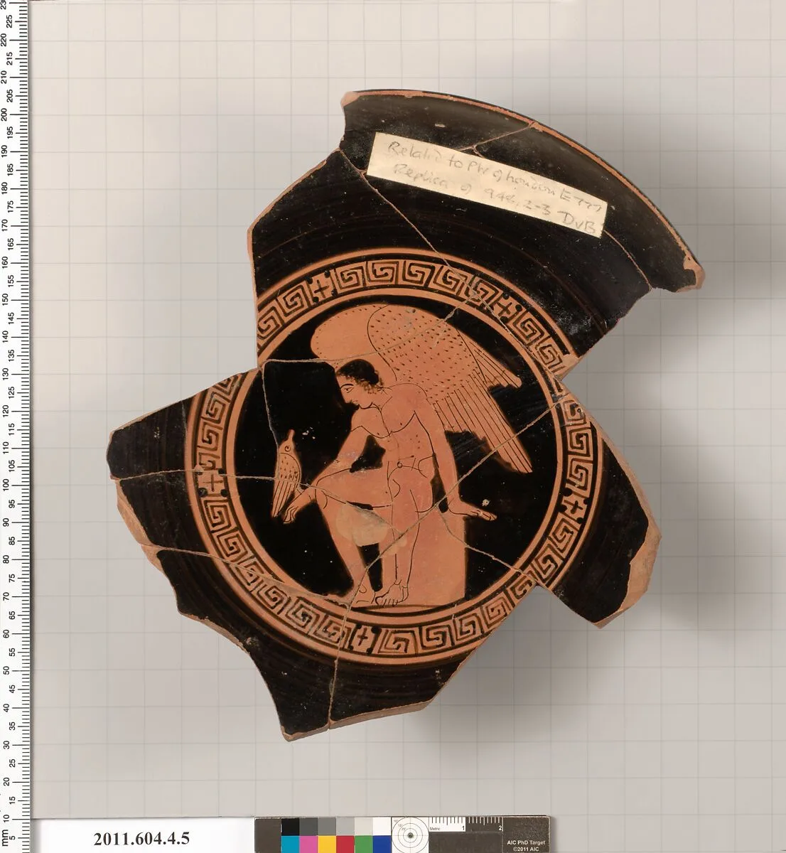 Terracotta fragment of a kylix (drinking cup) — Painter of London E 777