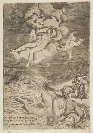 Venus tumbling with putti in the clouds, from "The Loves of the Gods"