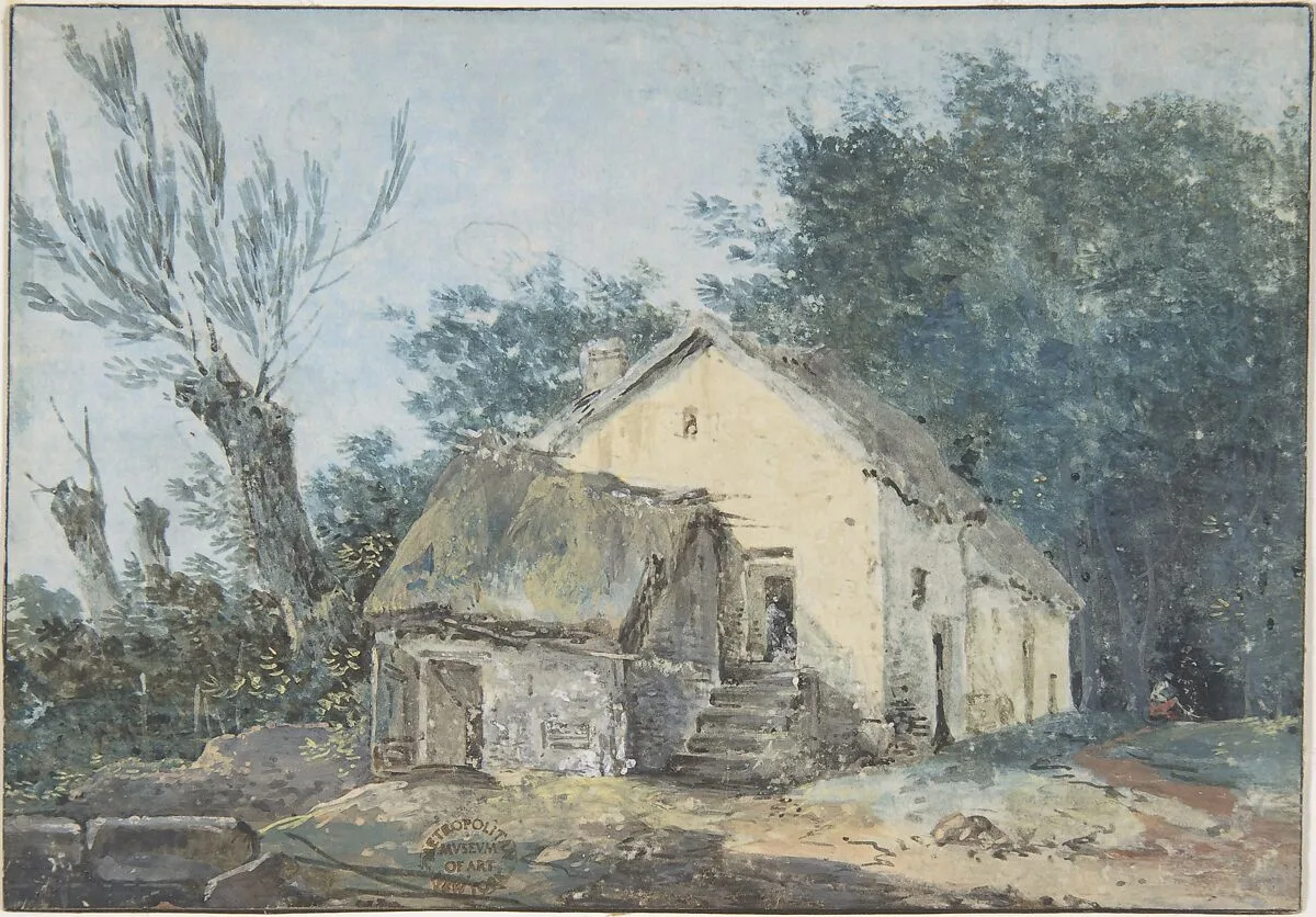 Landscape – Cottage in a Wood — Anonymous, French, 18th century|Jean Michel Moreau the Younger
