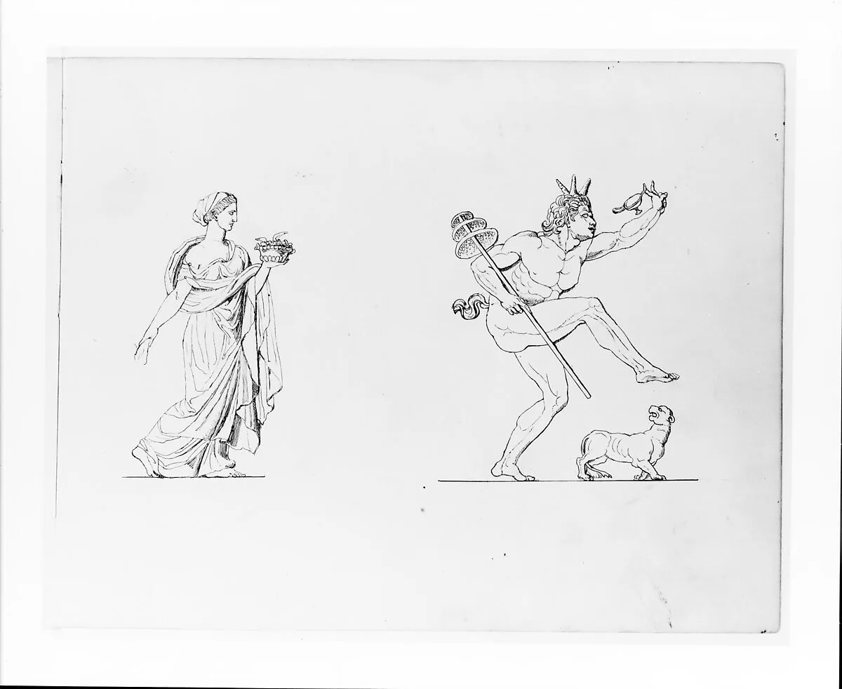 Classical Female Figure; Satyr and Dog (from Sketchbook) — John Quincy Adams Ward