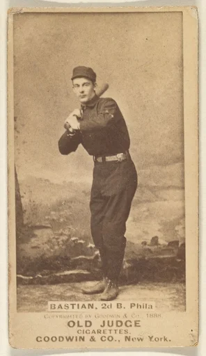 Charlie Bastian, 2nd Base, Philadelphia, from the Old Judge series (N172) for Old Judge Cigarettes