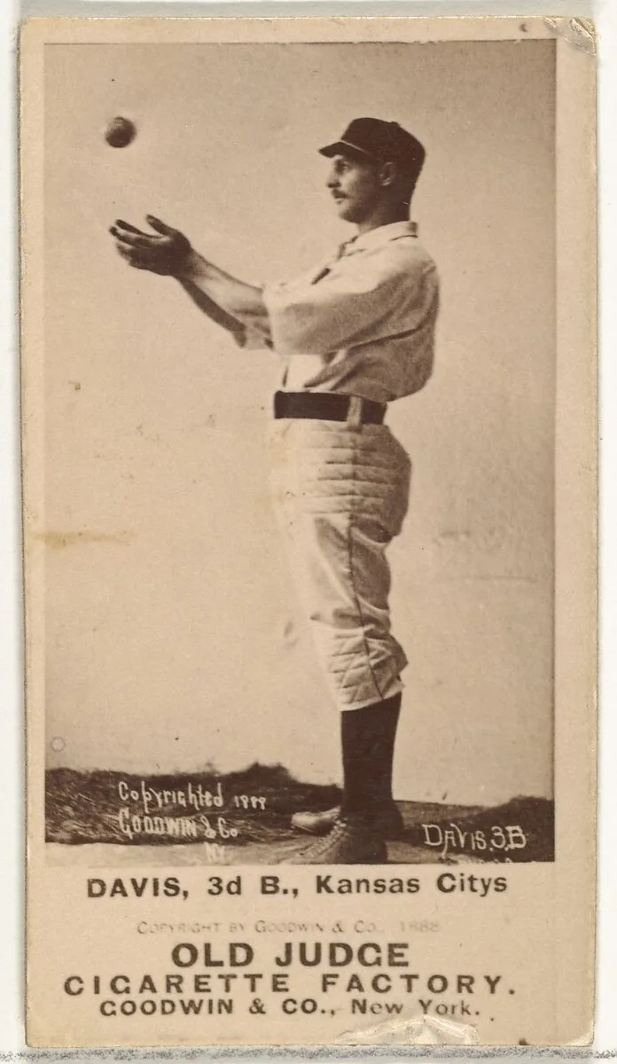 James J. "Jumbo" Davis, 3rd Base, Kansas City Cowboys, from the Old Judge series (N172) for Old Judge Cigarettes — Goodwin & Company