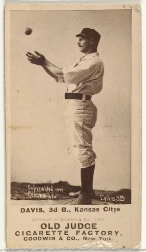 James J. "Jumbo" Davis, 3rd Base, Kansas City Cowboys, from the Old Judge series (N172) for Old Judge Cigarettes