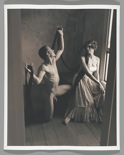 [Kneeling Male Nude and Seated Woman]