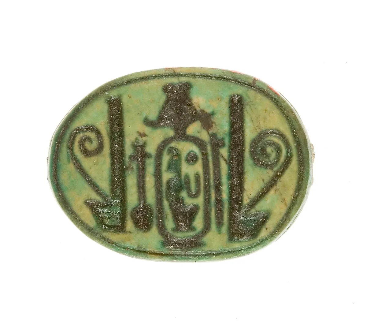 Scarab Inscribed for the Perfect God Maatkare (Hatshepsut), Flanked by Two Red Crowns — Unknown
