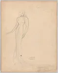 Drawing for a theatrical costume for 'Ziegfeld Follies of 1936': gown for Harriet Hocter in 'Words Without Music' — Vincente Minnelli