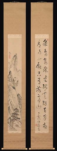 池大雅筆　「独座敬亭山」図|Landscape and Couplet of Chinese Verse