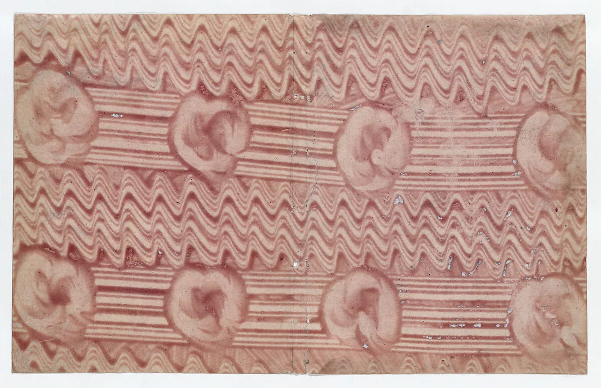 Book cover with overall red curved line pattern — Anonymous