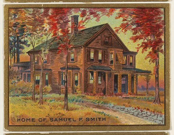 Home of Samuel F. Smith, from the "Historic Homes" series (T69), issued with Helmar Cigarettes by S. Anargyros Tobacco Company — S. Anargyros Tobacco Company