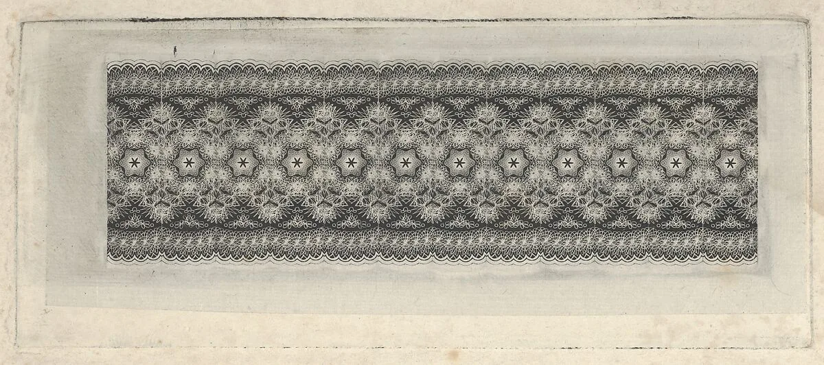 Banknote motif: band of lace-like lathe work ornament — A. B. & C. Durand & Company|Durand, Perkins, and Company|Cyrus Durand